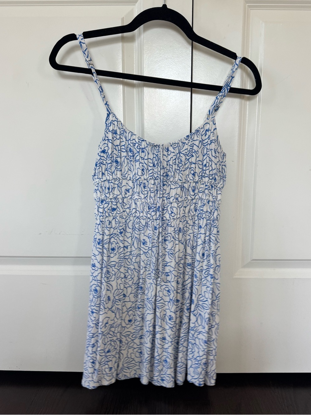 White & Blue Floral Spaghetti Strap Sundress
